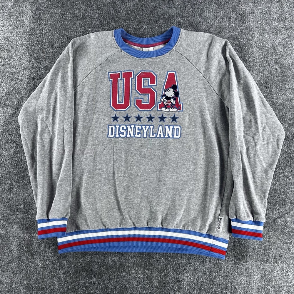 Disneyland USA Flag Mickey Mouse Sweatshirt Crewneck Patriotic M Walt Disney